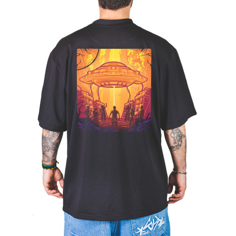 T-shirt uomo baggy The blueskin "UFOTEK" maglietta cotone skate hip hop