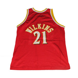 Canotta usata Champion Jersey NBA Atlanta Hawks Wilkins vintage da uomo 48 XL 